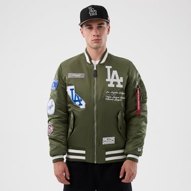  Alpha Industries x New Era LA Dodgers MA-1 Bomber Erkek Yeşil Mont