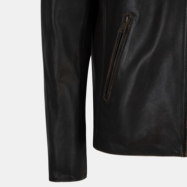  Zenon Siyah Erkek Vintage Deri Ceket