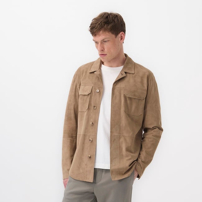  Saverio Kahve Erkek Süet Deri Gömlek