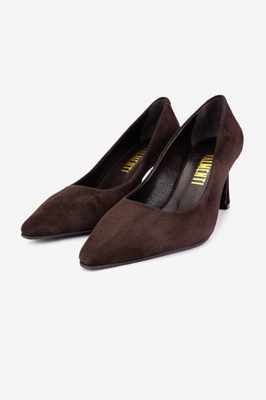  Valmenti Kadın Hakiki Deri Kahverengi Süet Topuklu Ayakkabı