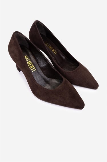  Valmenti Kadın Hakiki Deri Kahverengi Süet Topuklu Ayakkabı