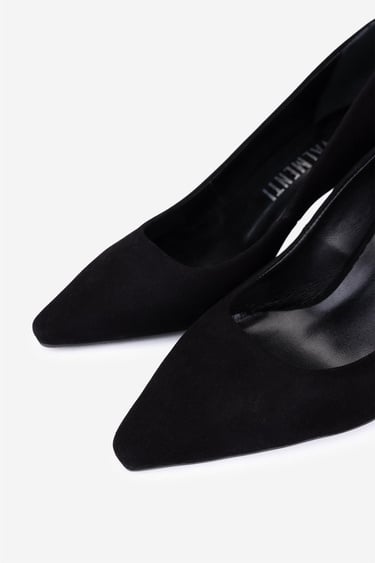  Valmenti Kadın Hakiki Deri Siyah Süet Topuklu Ayakkabı