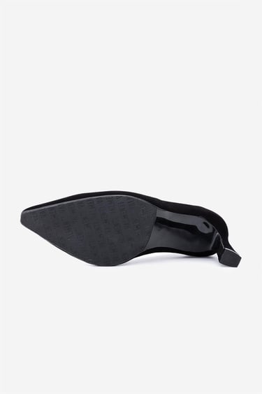  Valmenti Kadın Hakiki Deri Siyah Süet Topuklu Ayakkabı