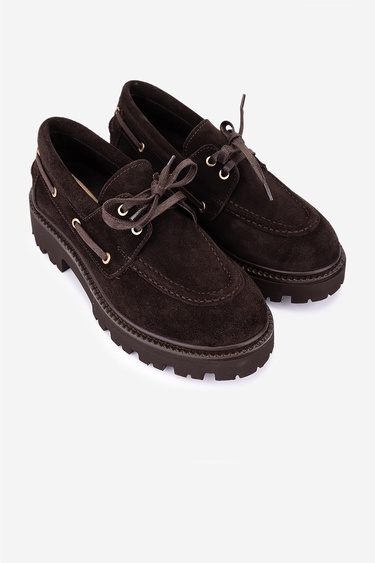  Valmenti Kadın Hakiki Deri Kahverengi Süet Casual Ayakkabı