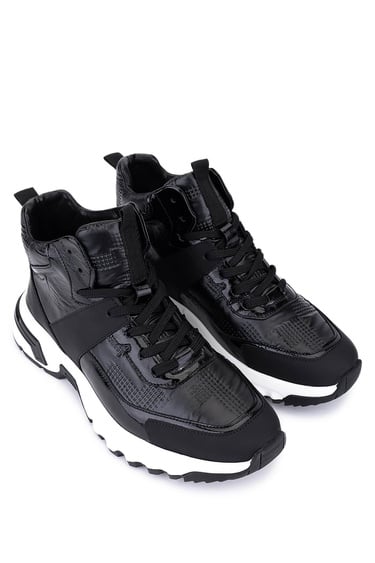  Tamer Tanca Erkek Hakiki Deri Siyah Sneakers & Spor Bot