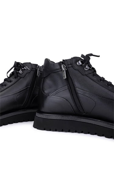  Tamer Tanca Erkek Hakiki Deri Siyah Casual Bot