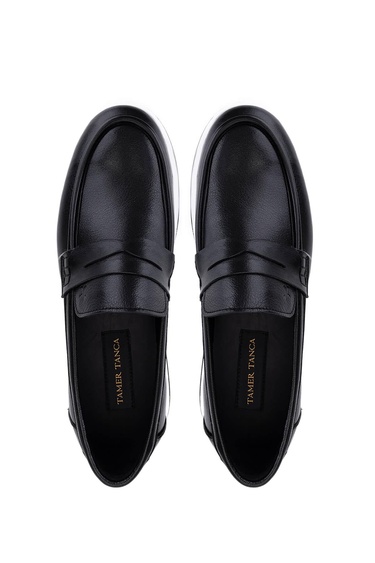  Tamer Tanca Erkek Hakiki Deri Siyah Loafer Ayakkabı