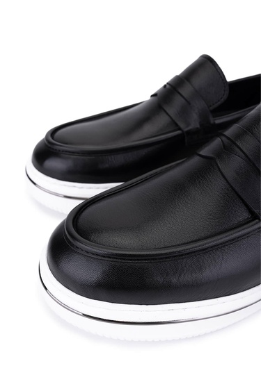  Tamer Tanca Erkek Hakiki Deri Siyah Loafer Ayakkabı