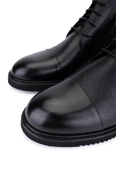  Tamer Tanca Erkek Hakiki Deri Siyah Klasik Bot