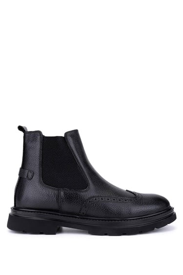  Tamer Tanca Erkek Hakiki Deri Siyah Casual Bot