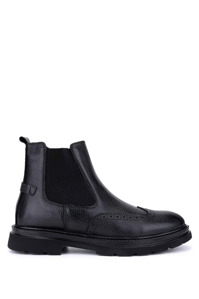  Tamer Tanca Erkek Hakiki Deri Siyah Casual Bot