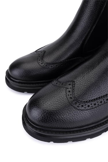  Tamer Tanca Erkek Hakiki Deri Siyah Casual Bot
