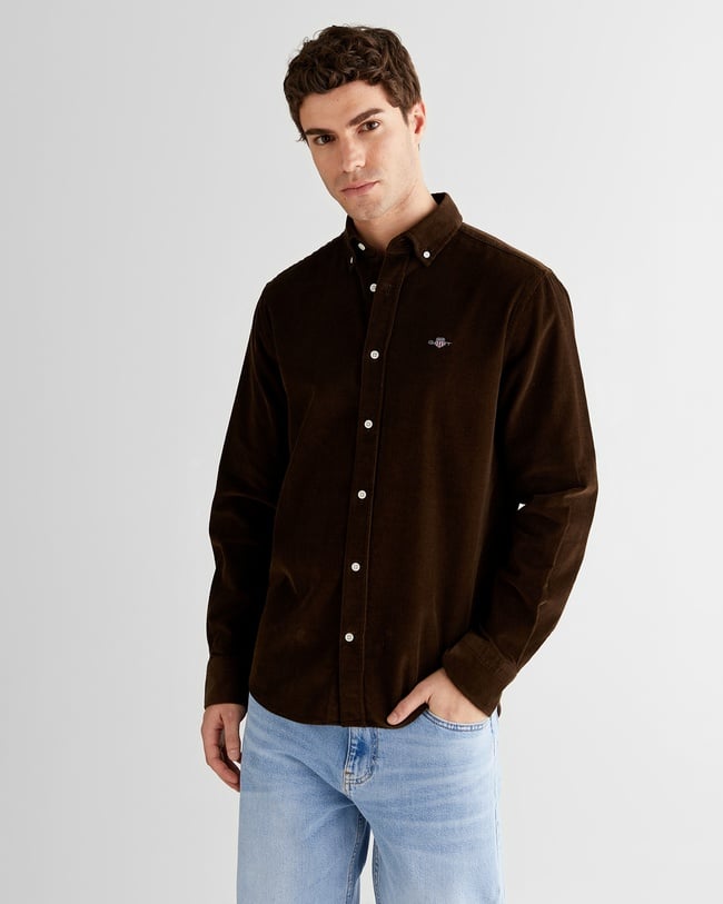  GANT Erkek Kahverengi Regular Fit Düğmeli Gömlek