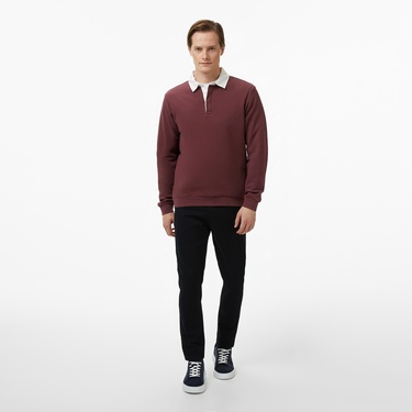  Nautica Erkek Bordo Uzun Kollu Polo Yaka T-Shirt