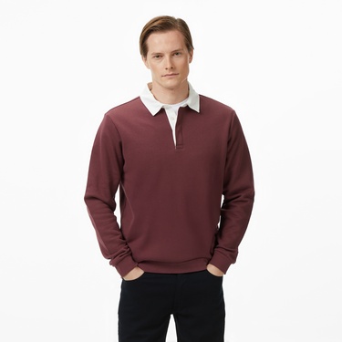  Nautica Erkek Bordo Uzun Kollu Polo Yaka T-Shirt
