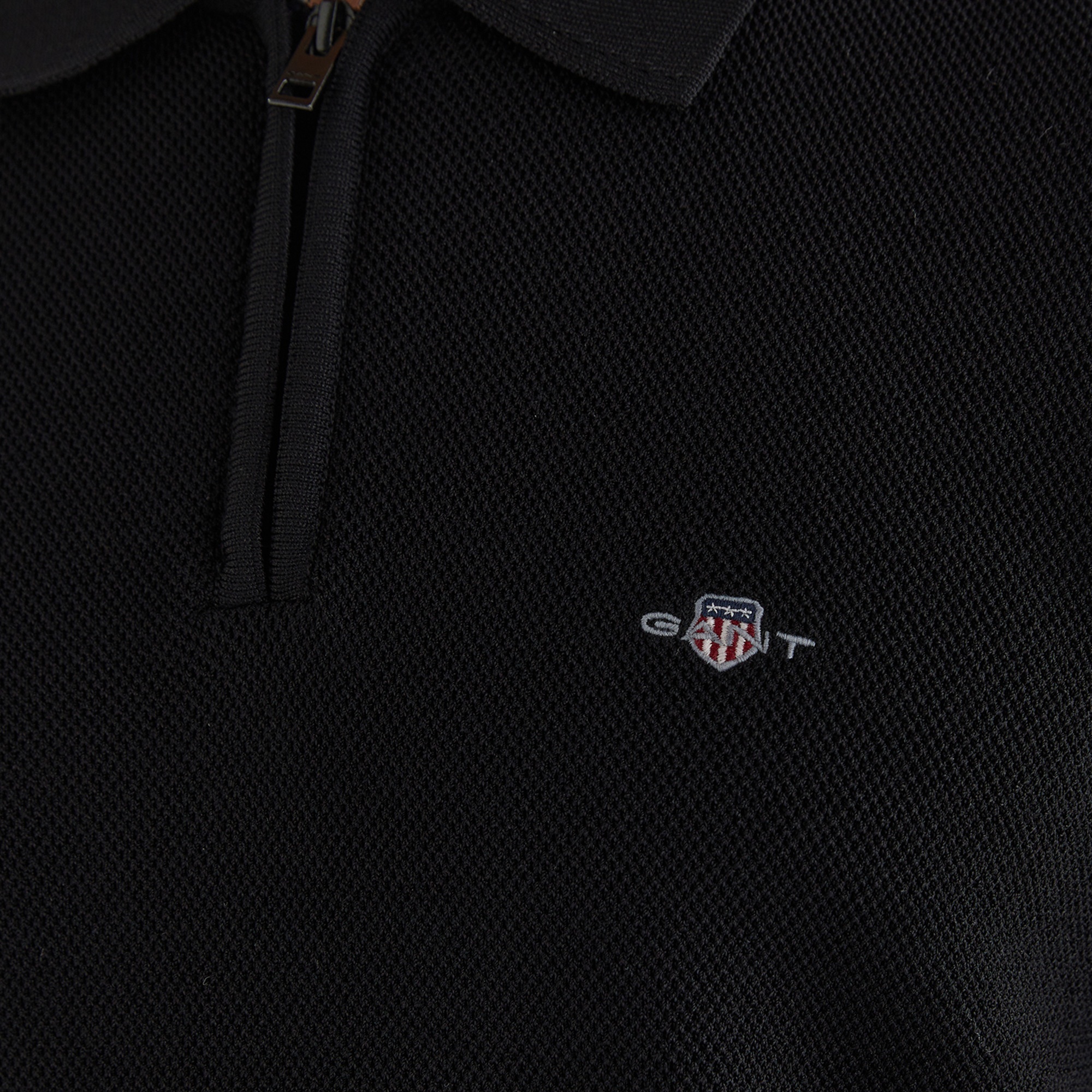 GANT Erkek Siyah Standart Fit Polo Yaka Triko