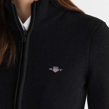  GANT Kadın Siyah Standart Fit Fermuarlı Triko