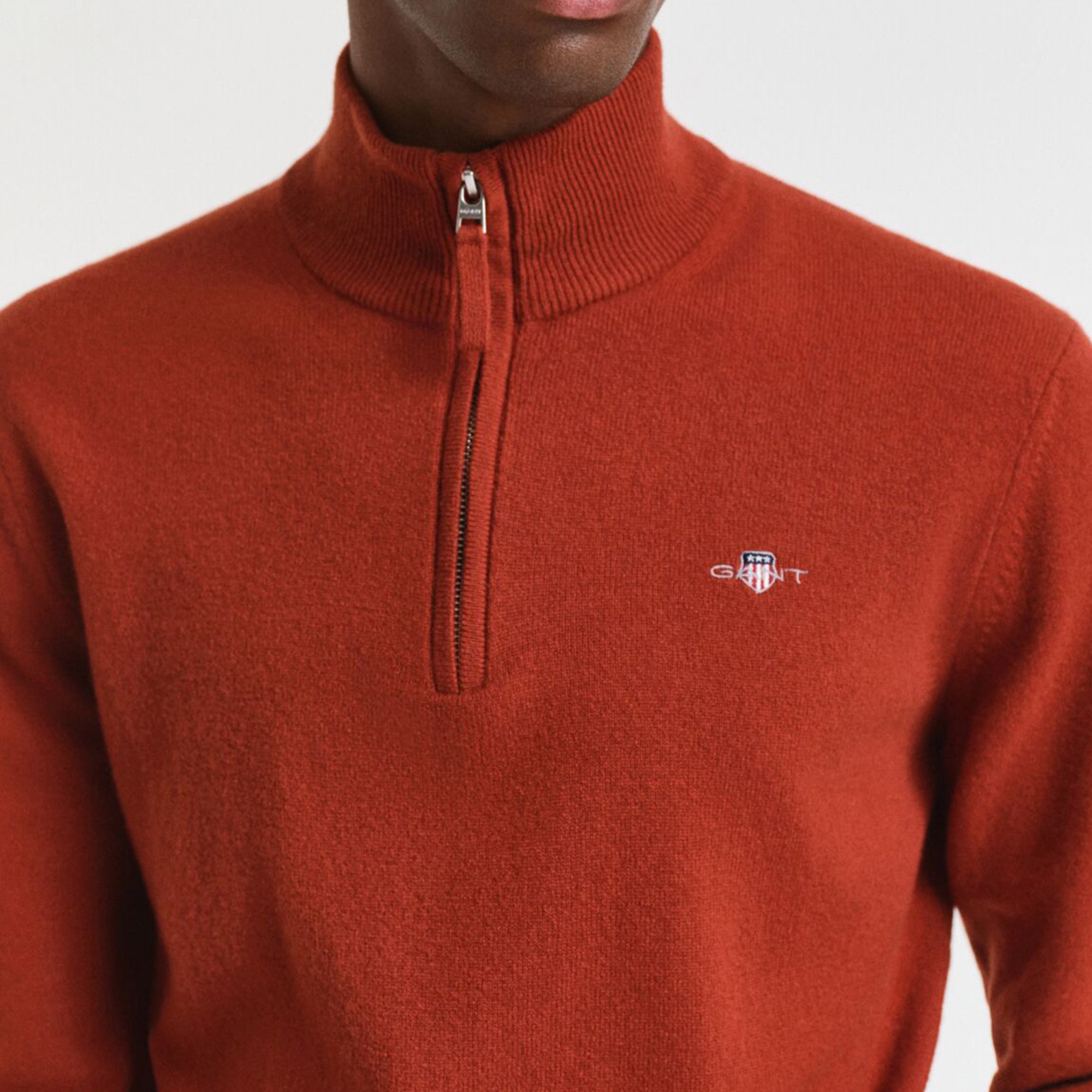 GANT Erkek Kırmızı Regular Fit Yarım Fermuarlı Kazak