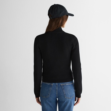  GANT Kadın Siyah Standart Fit Fermuarlı Triko