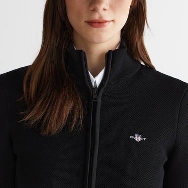  GANT Kadın Siyah Standart Fit Fermuarlı Triko