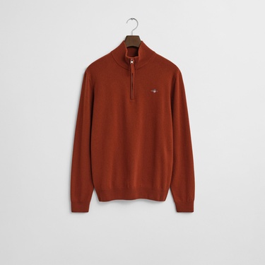  GANT Erkek Kırmızı Regular Fit Yarım Fermuarlı Kazak