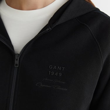 GANT Kadın Siyah Fermuarlı Kapüşonlu Sweatshirt