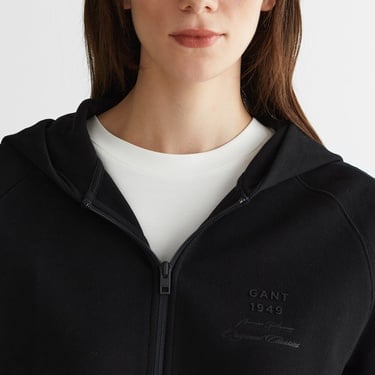  GANT Kadın Siyah Fermuarlı Kapüşonlu Sweatshirt