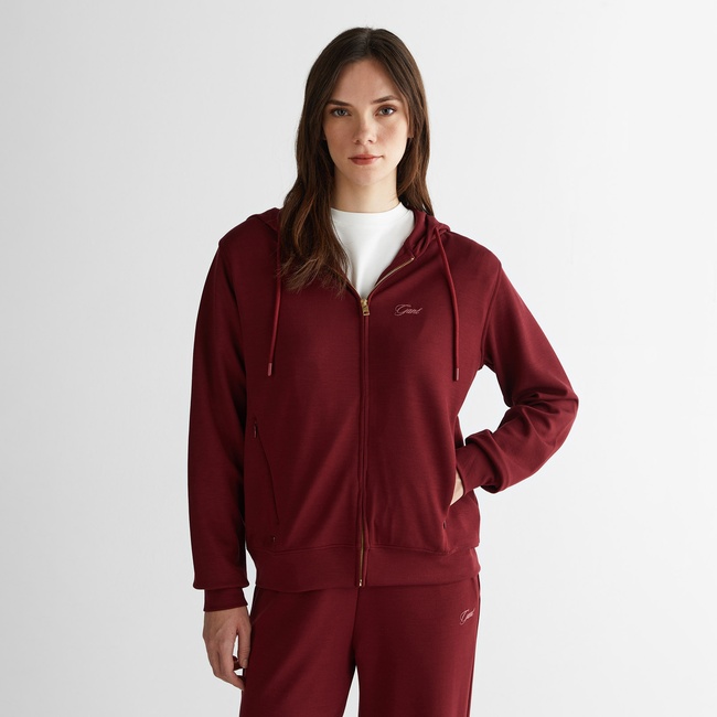  GANT Kadın Bordo Regular Fit Fermuarlı Sweatshirt