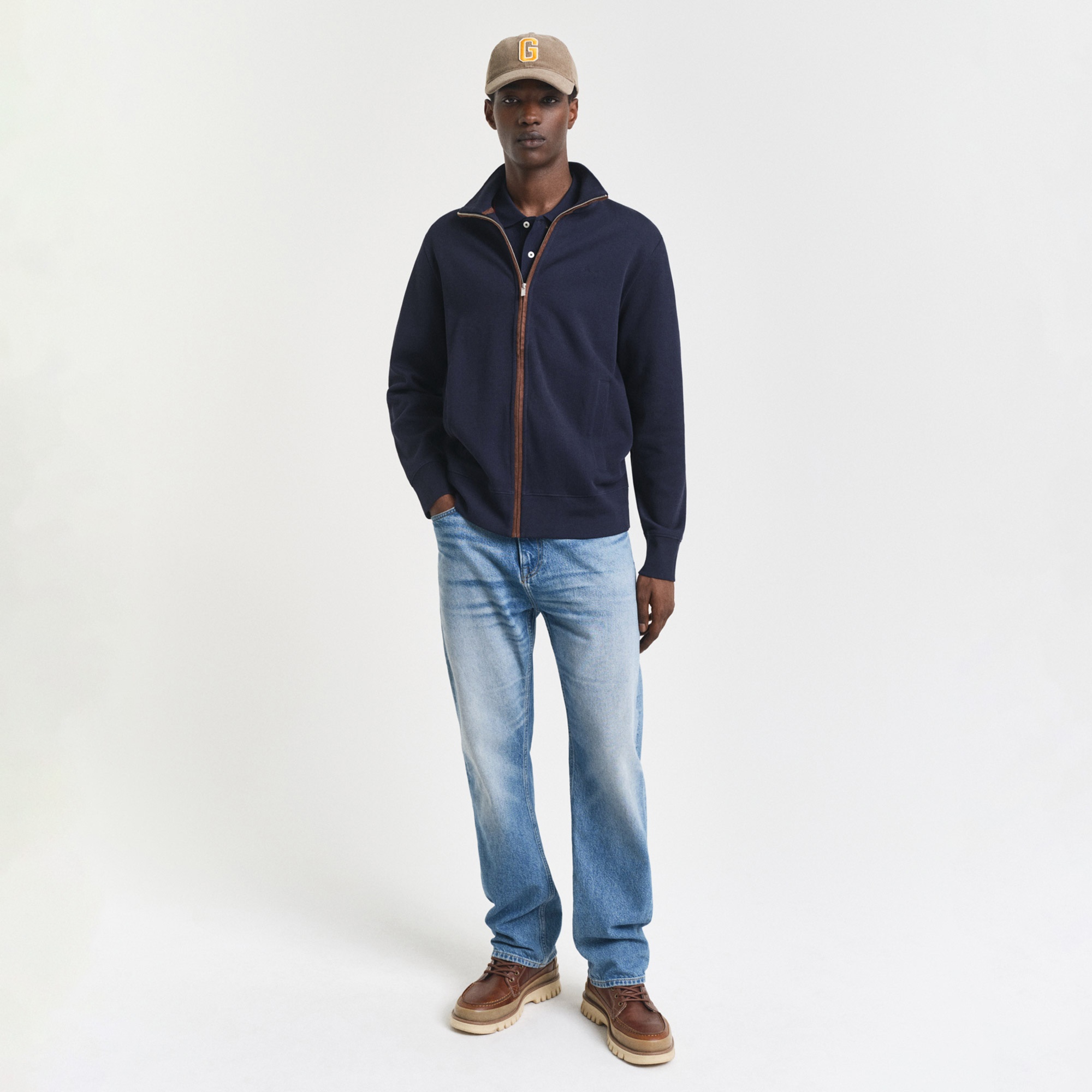 GANT Erkek Lacivert Regular Fit Fermuarlı Hırka