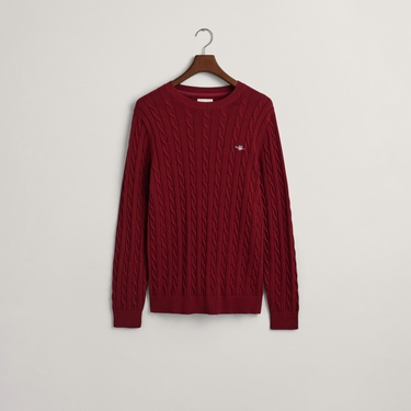  GANT Erkek Bordo Regular Fit Bisiklet Yaka Örgü Kazak