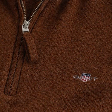  GANT Erkek Kahverengi Regular Fit Yarım Fermuarlı Yün Kazak