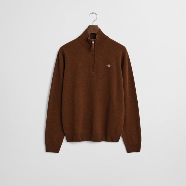  GANT Erkek Kahverengi Regular Fit Yarım Fermuarlı Yün Kazak