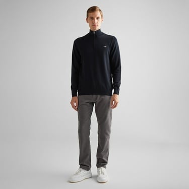  GANT Erkek Siyah Regular Fit Yarım Fermuarlı Kazak