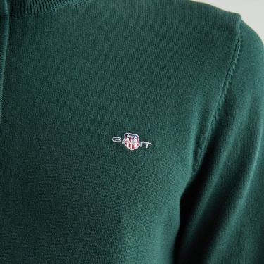  GANT Erkek Yeşil Regular Fit Yarım Fermuarlı Kazak