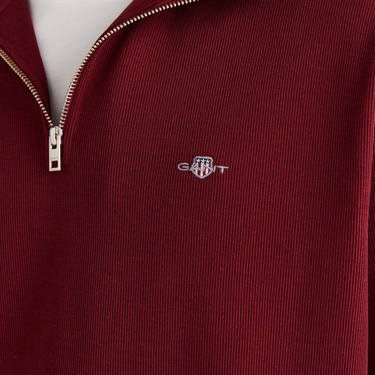  GANT Erkek Bordo Regular Fit Yarım Fermuarlı Sweatshirt