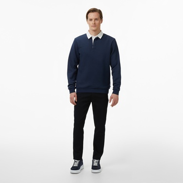  Nautica Erkek Lacivert Uzun Kollu Polo Yaka T-Shirt