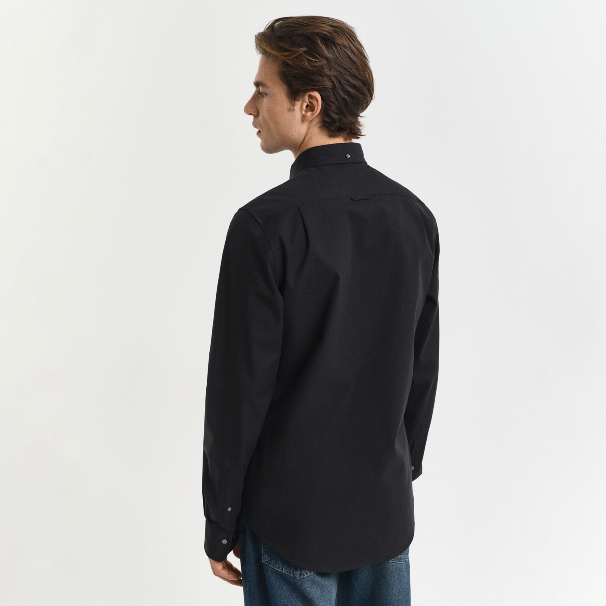 GANT Erkek Siyah Regular Fit Düğmeli Yaka Oxford Gömlek