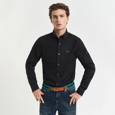  GANT Erkek Siyah Regular Fit Düğmeli Yaka Oxford Gömlek
