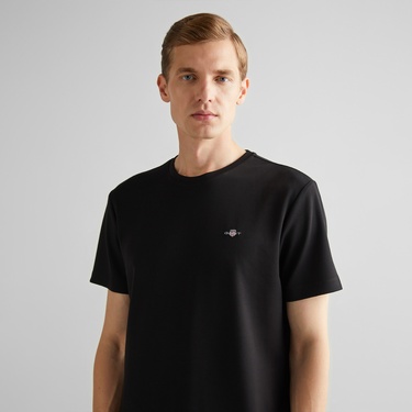  GANT Erkek Siyah Relaxed Fit Bisiklet Yaka T-Shirt