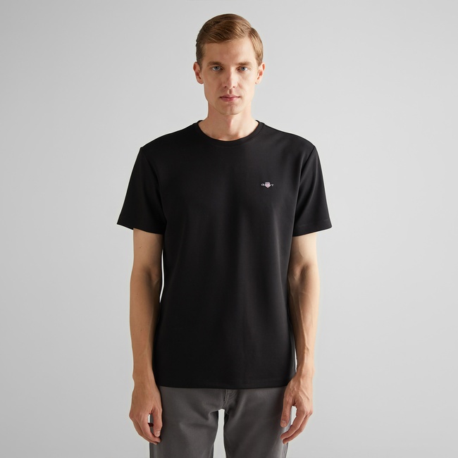  GANT Erkek Siyah Relaxed Fit Bisiklet Yaka T-Shirt