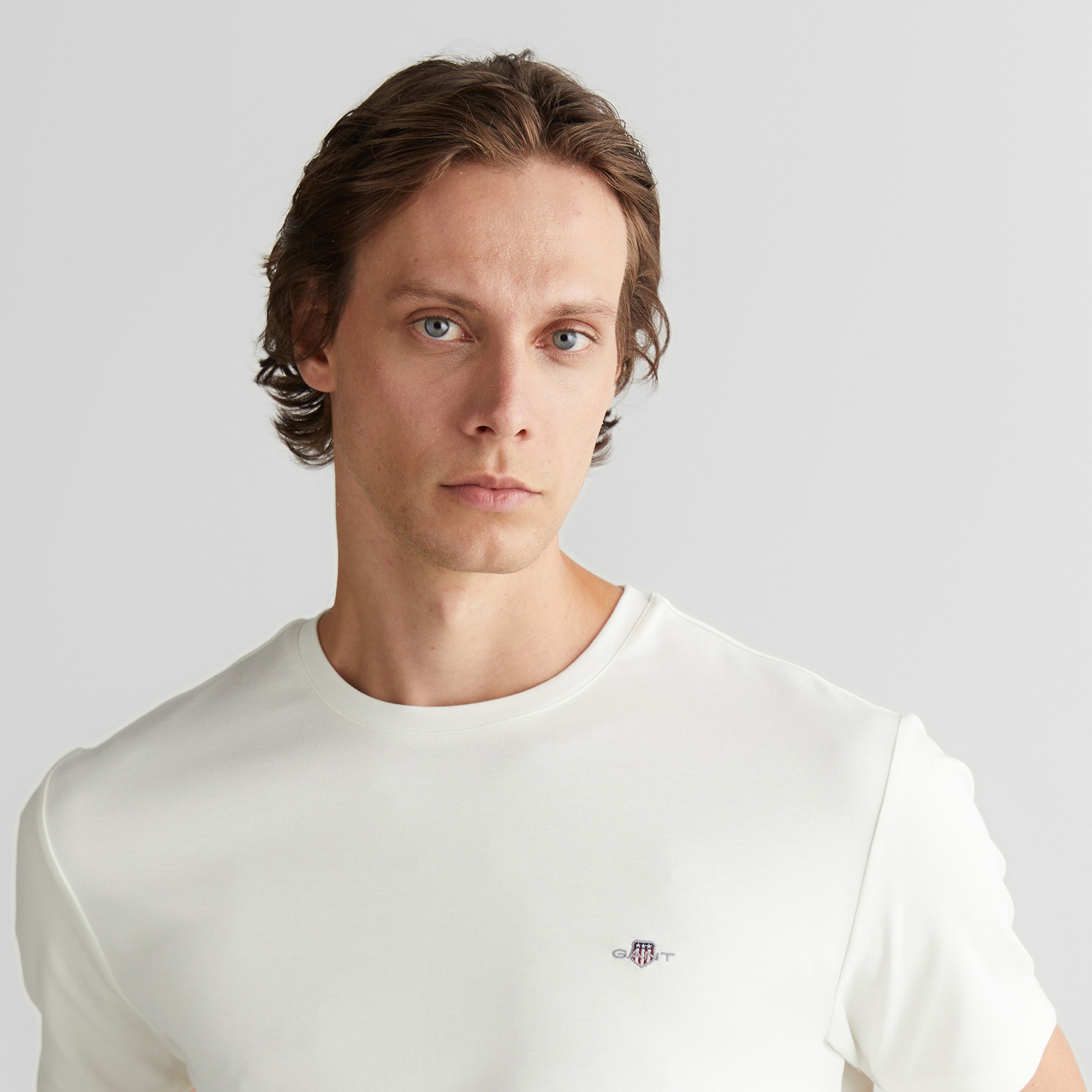 GANT Erkek Krem Relaxed Fit Bisiklet Yaka T-Shirt