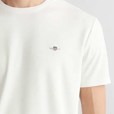  GANT Erkek Krem Relaxed Fit Bisiklet Yaka T-Shirt