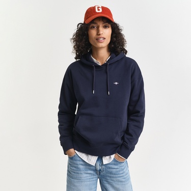  GANT Kadın Lacivert Relaxed Fit Kapüşonlu Sweatshirt