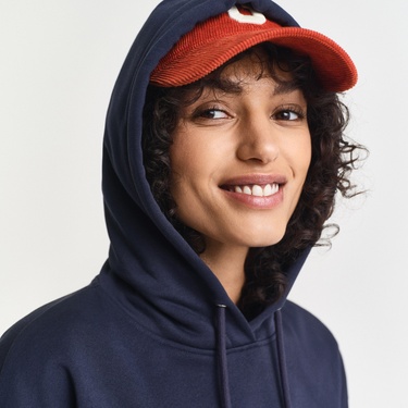  GANT Kadın Lacivert Relaxed Fit Kapüşonlu Sweatshirt