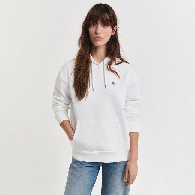  GANT Kadın Beyaz Relaxed Fit Kapüşonlu Sweatshirt