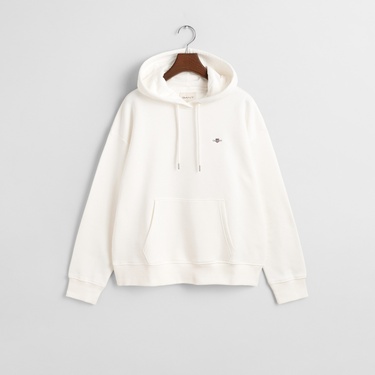  GANT Kadın Beyaz Relaxed Fit Kapüşonlu Sweatshirt