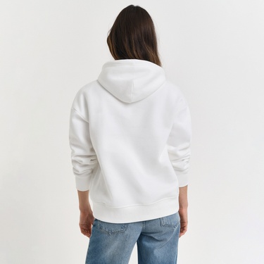  GANT Kadın Beyaz Relaxed Fit Kapüşonlu Sweatshirt