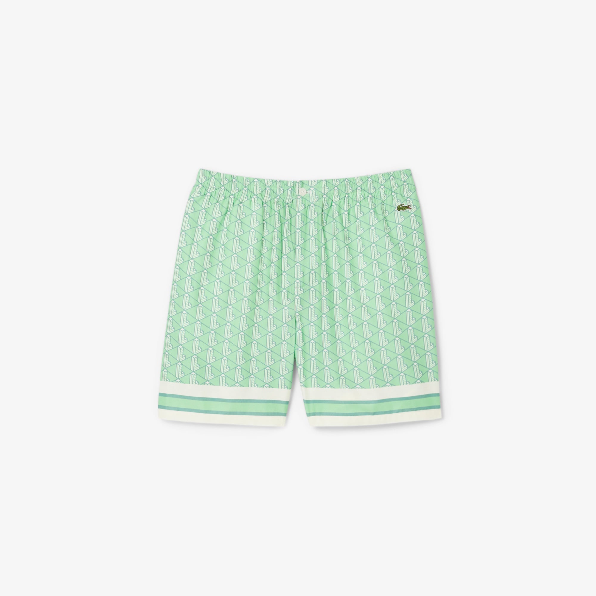 Lacoste Lightweight Monogram Print Erkek Yeşil Şort