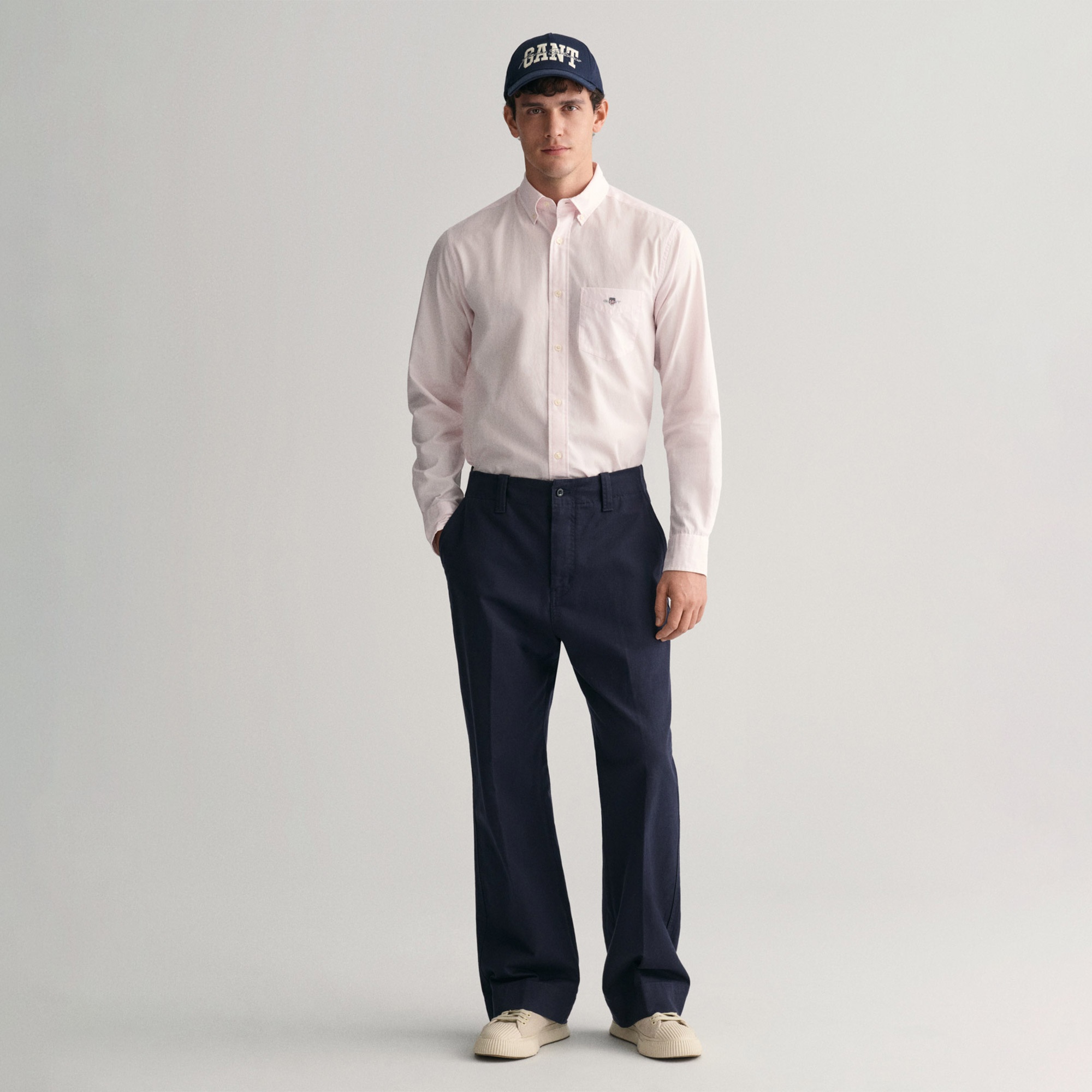 GANT Erkek Pembe Regular Fit Çizgili Düğmeli Yaka Gömlek