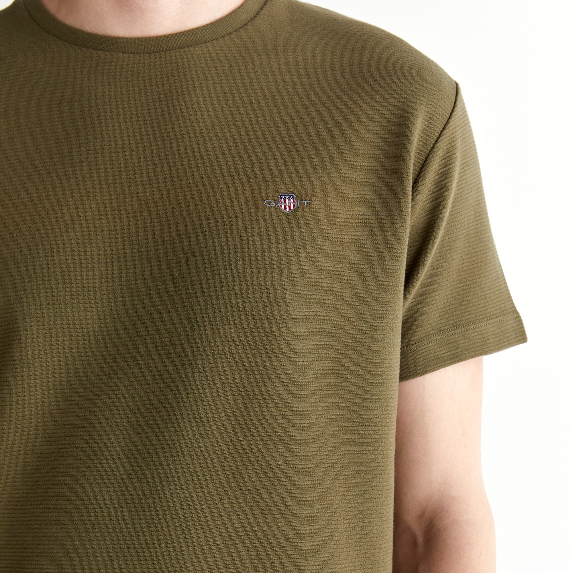 GANT Erkek Yeşil Regular Fit Bisiklet Yaka T-Shirt